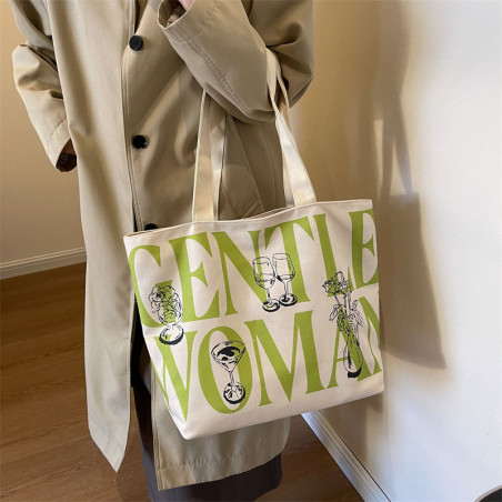 Sac à bandoulière en toile 33*44*13cm - Vert | Smarty Paris 